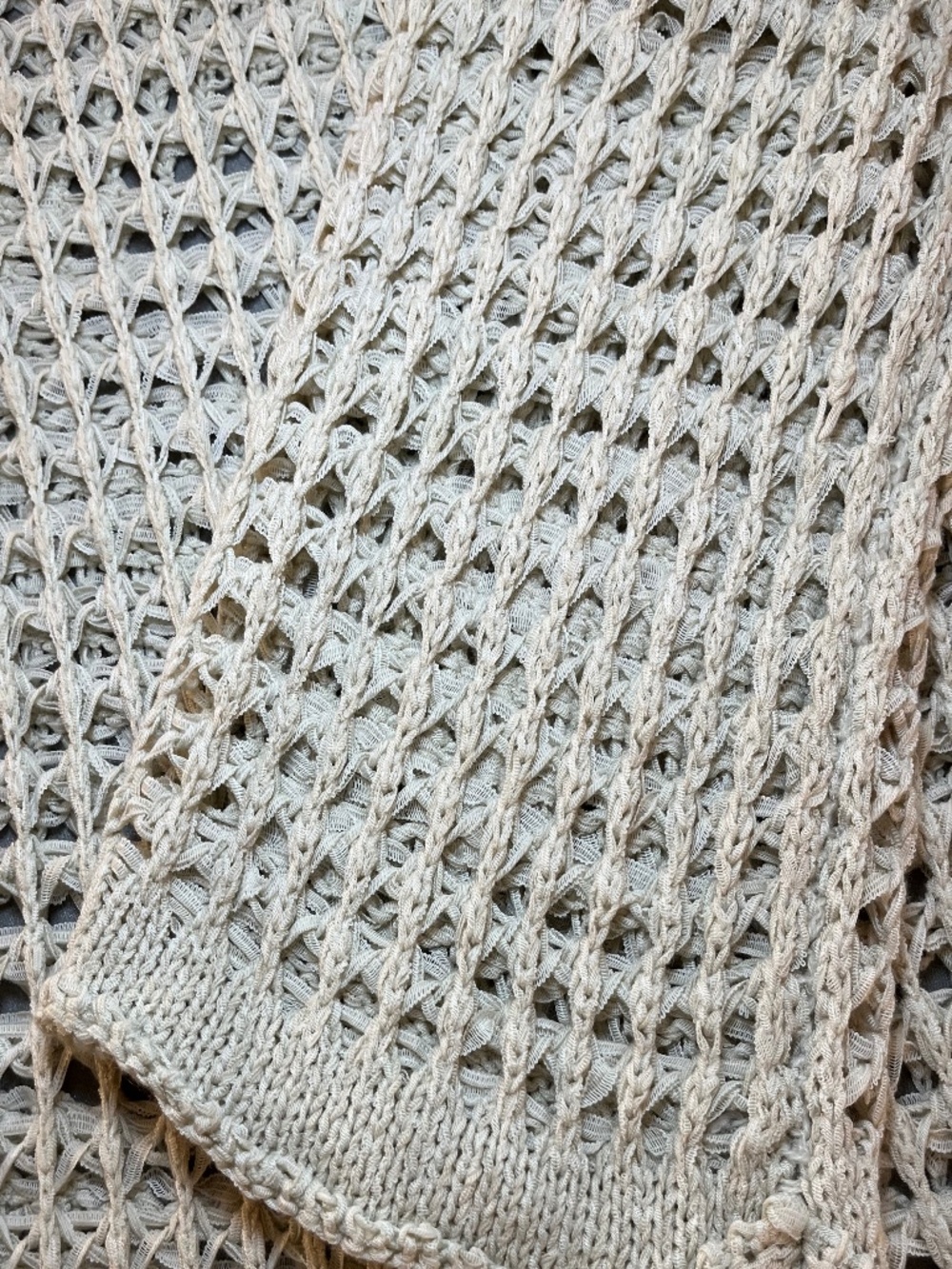 POL Crochet Mesh Oversized Boho Top Beige Size L - Picture 4 of 8